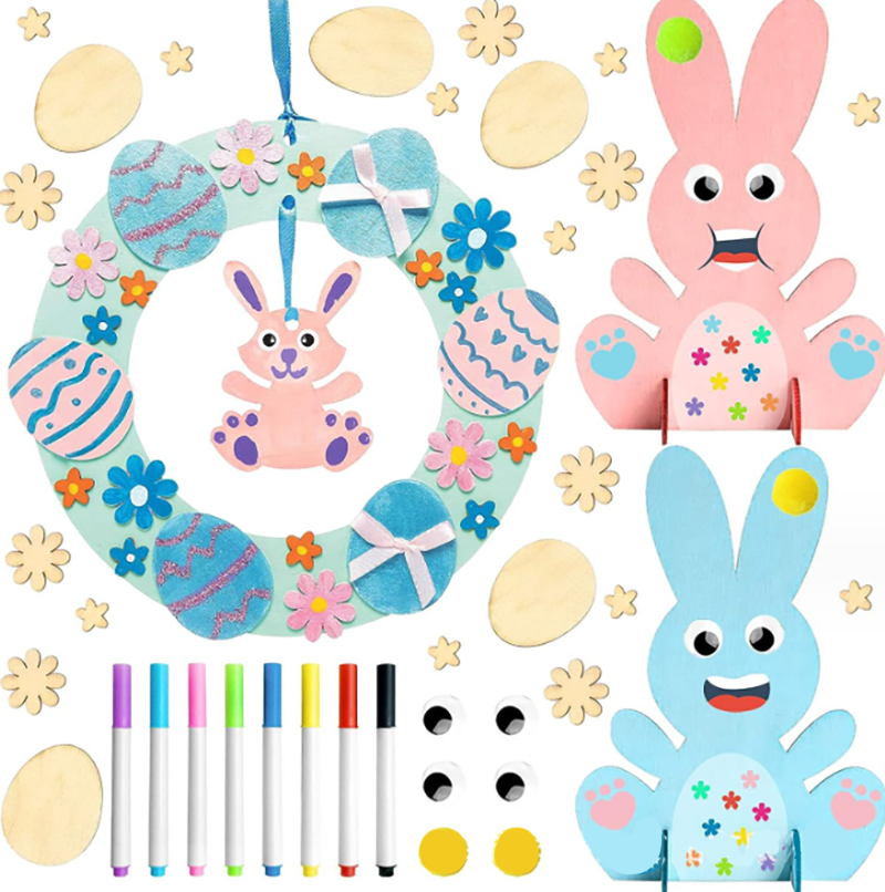 現貨區 復活節DIY花圈木質OPP袋材料包 A3042