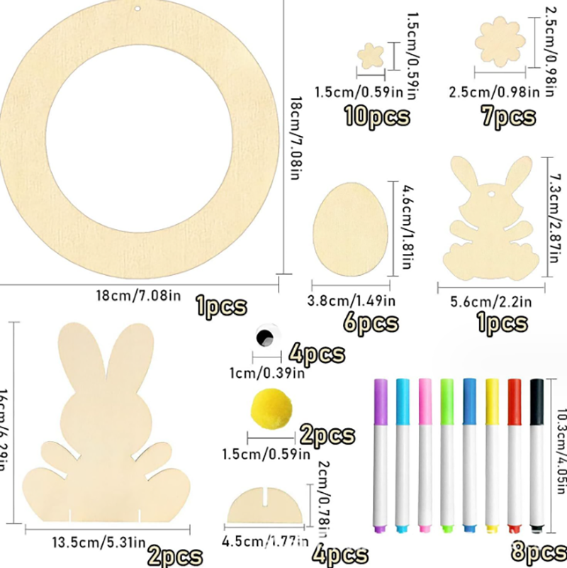 現貨區 復活節DIY花圈木質OPP袋材料包 A3042