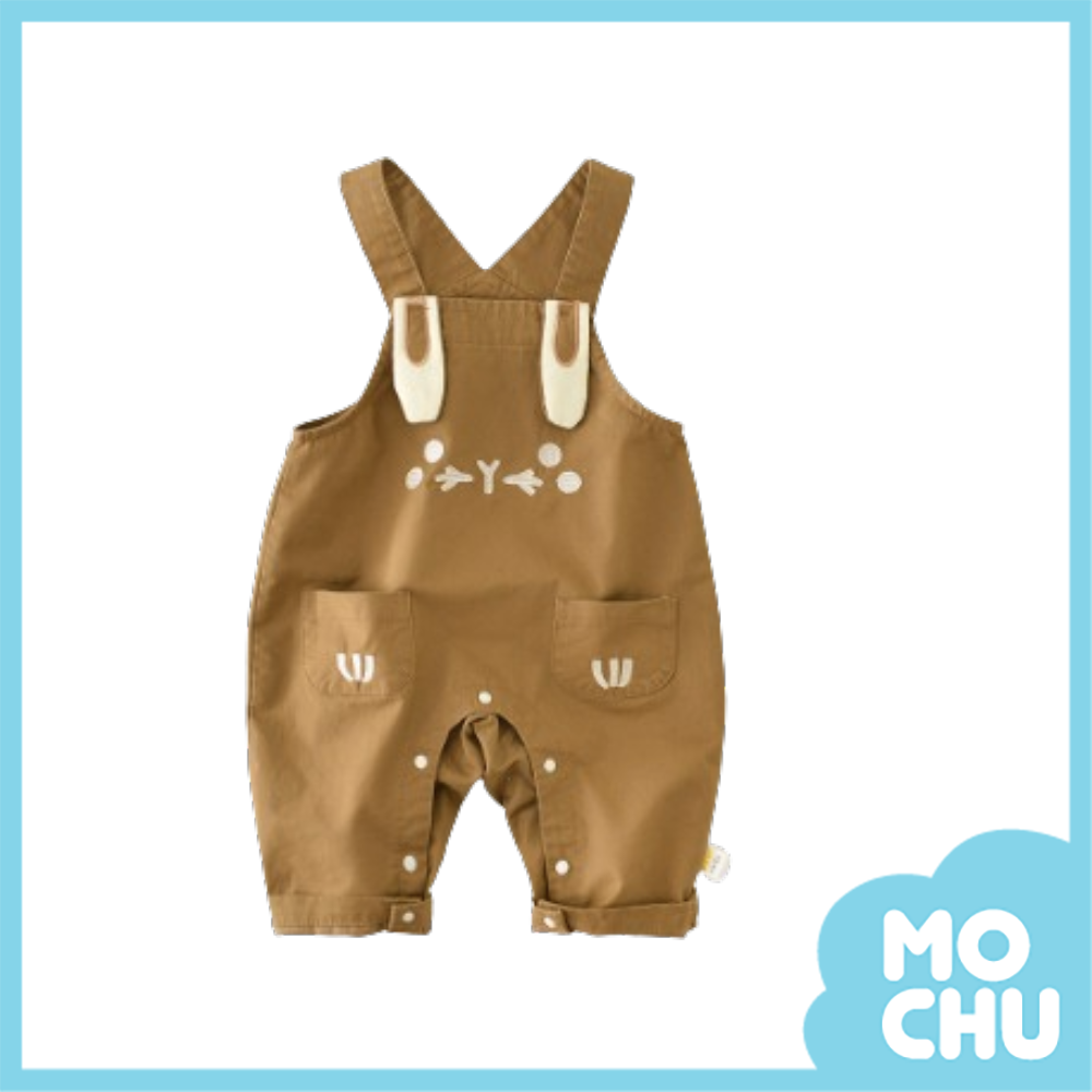 咖啡小兔寶口袋吊帶褲