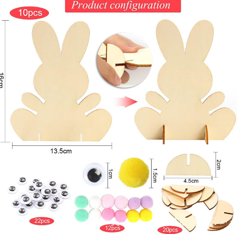 復活節DIY木製兔子材料包 A1014