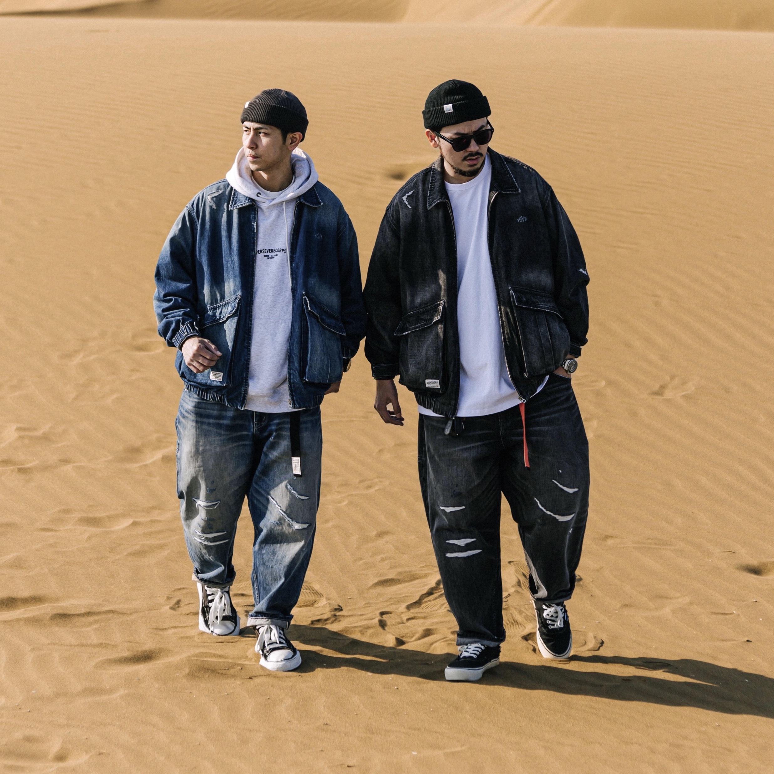 Persevere Distressed Denim 牛仔 外套 夾克 長褲 套裝 二色