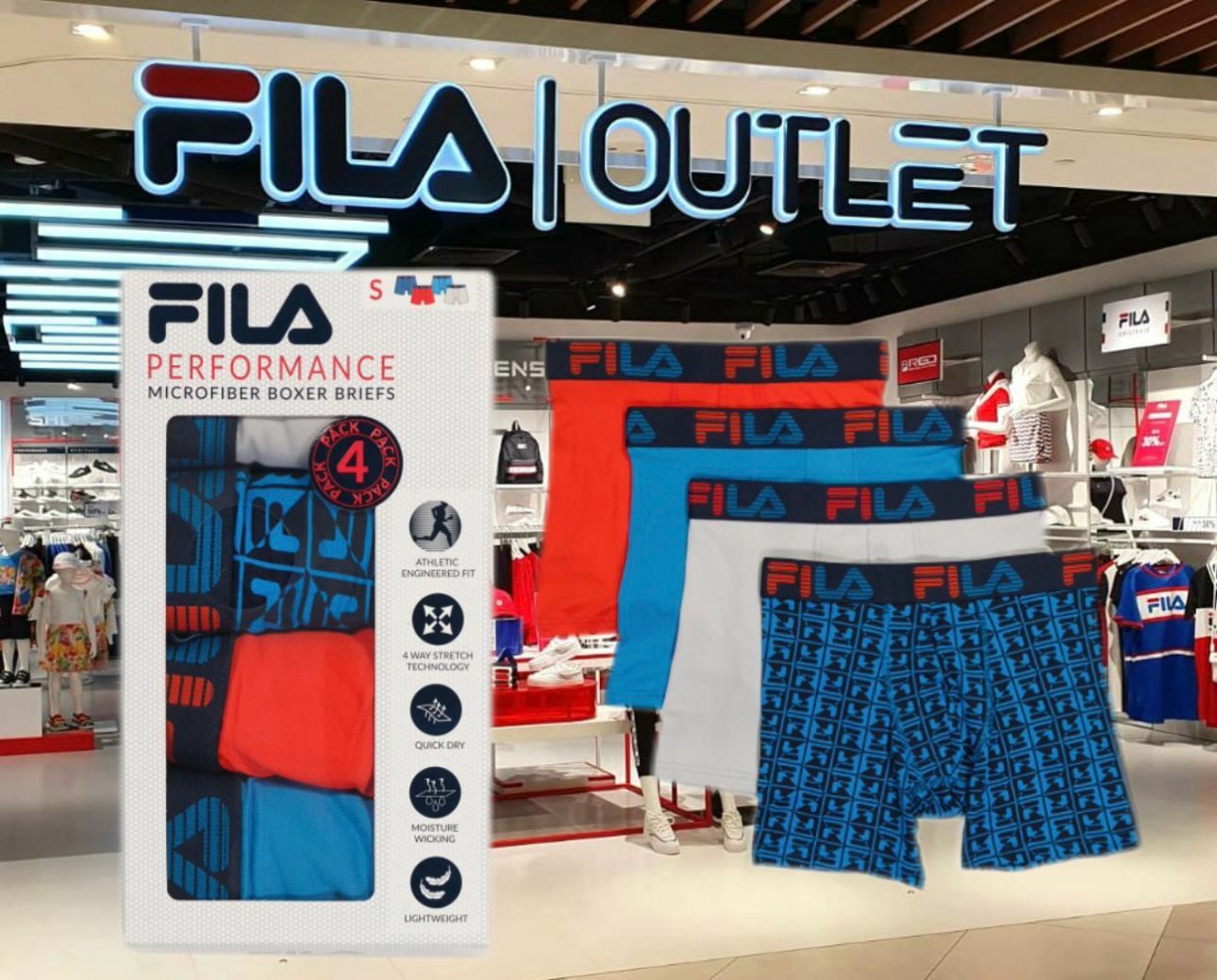 【預購】Fila K020199 速乾Logo運動內褲 (4條裝) 款式隨機