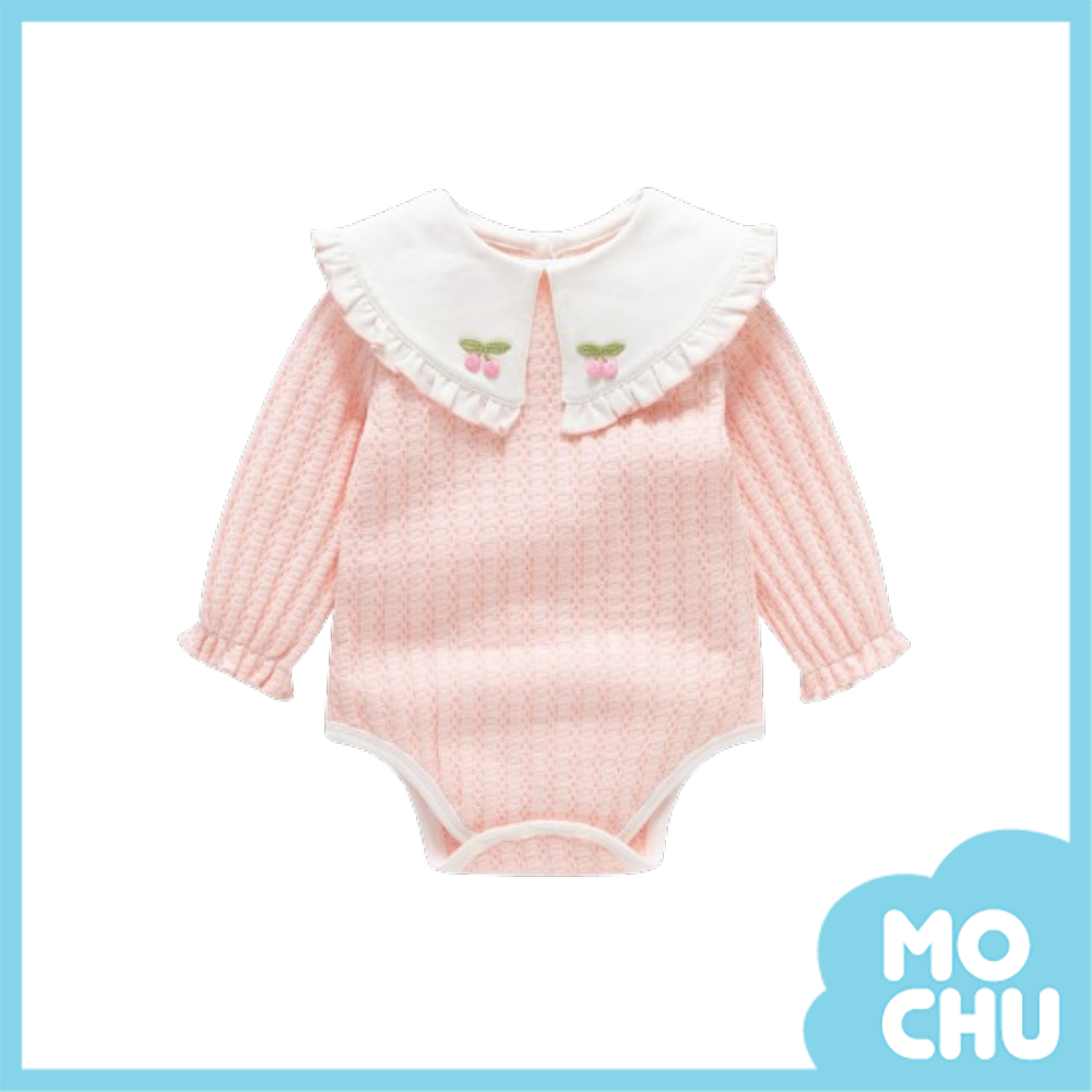 白領針織小花長袖包屁衣(二色)