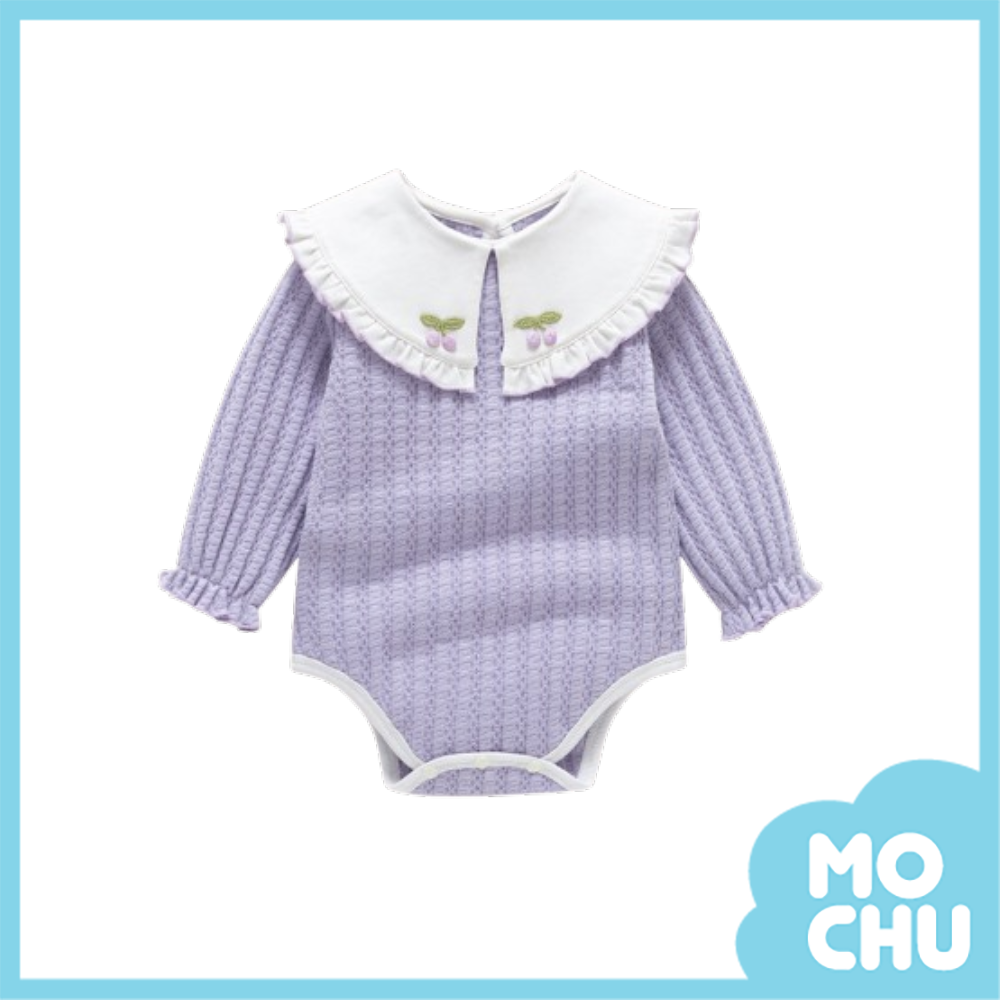 白領針織小花長袖包屁衣(二色)