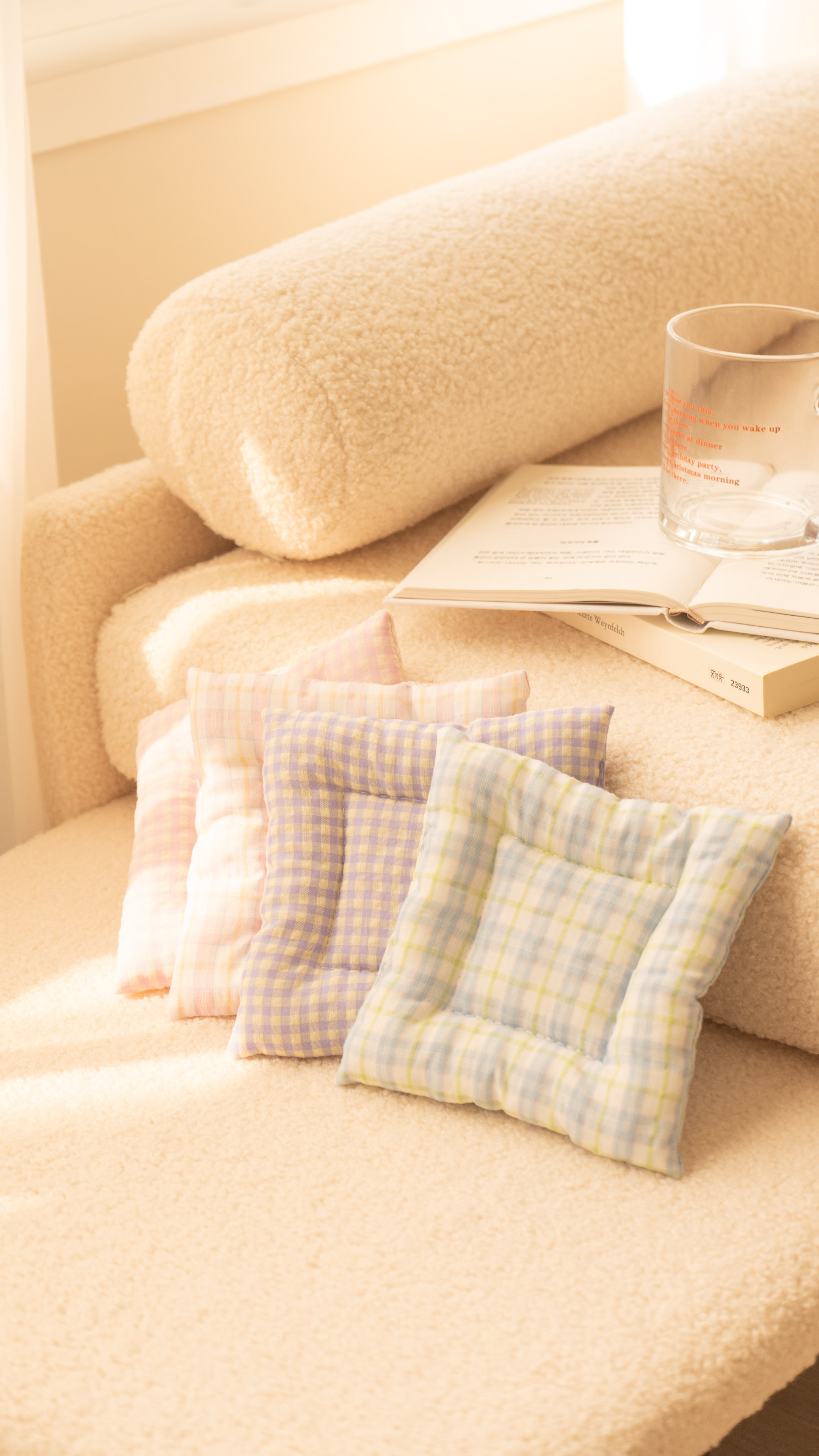 韓式夾棉格子杯墊