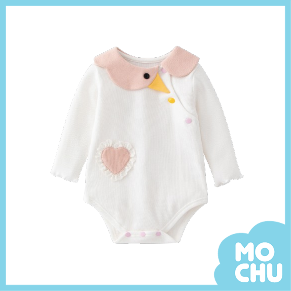 愛心小雞圓領長袖包屁衣(二色）