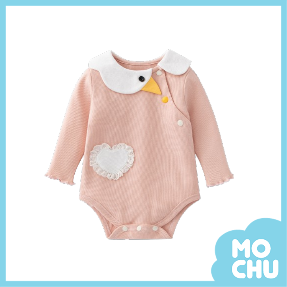 愛心小雞圓領長袖包屁衣(二色）