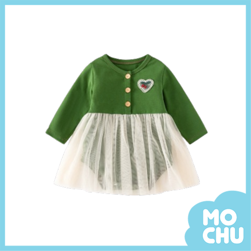 愛心櫻桃網紗長袖包屁衣