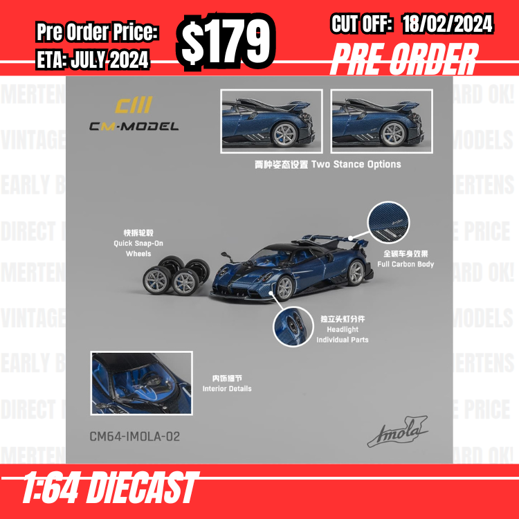 PO-$179 * CM Model * 1:64 Pagani Imola V12 Blue Carbon [OD02/02]