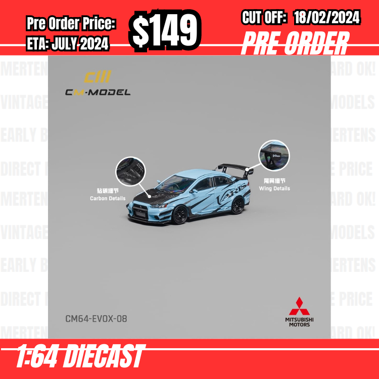 PO-$149 * CM Model * 1:64 Mitsubishi Lancer EVO X Varis Light Blue [OD02/02]