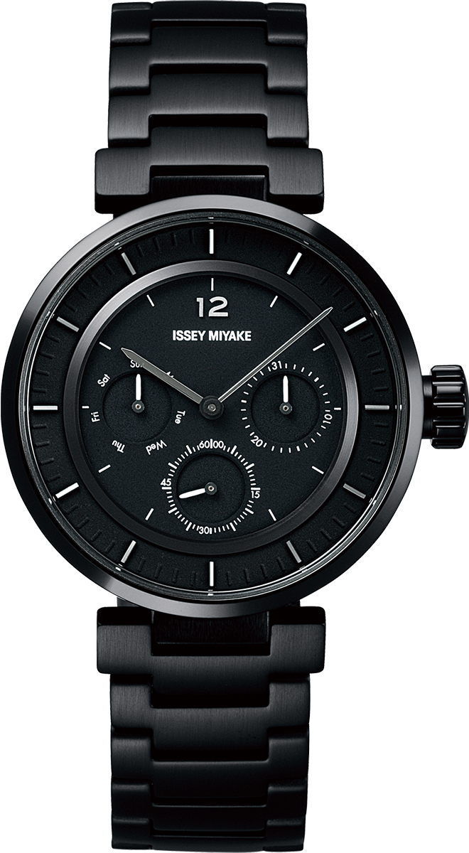 萬年鐘錶 - 三宅一生 ISSEY MIYAKE   和田 智 | Satoshi Wada 全黑款三眼計時不鏽鋼腕錶   NYAB704J / VD75-0030SD   MINI - W 錶徑39MM
