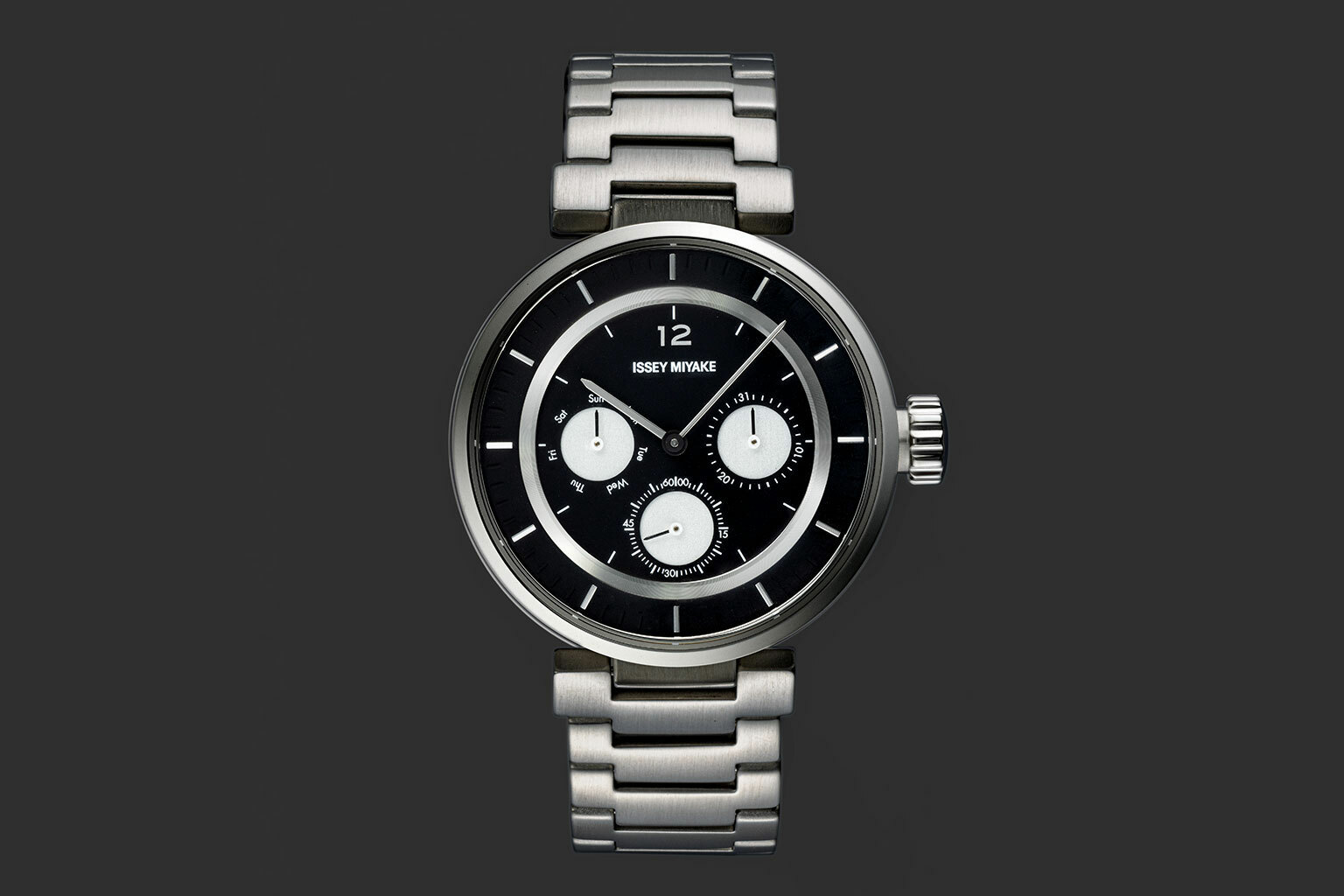 萬年鐘錶 - 三宅一生 ISSEY MIYAKE   和田 智 | Satoshi Wada 經典款三眼計時不鏽鋼腕錶   NYAB705J / VD75-0030S   MINI - W 錶徑39MM