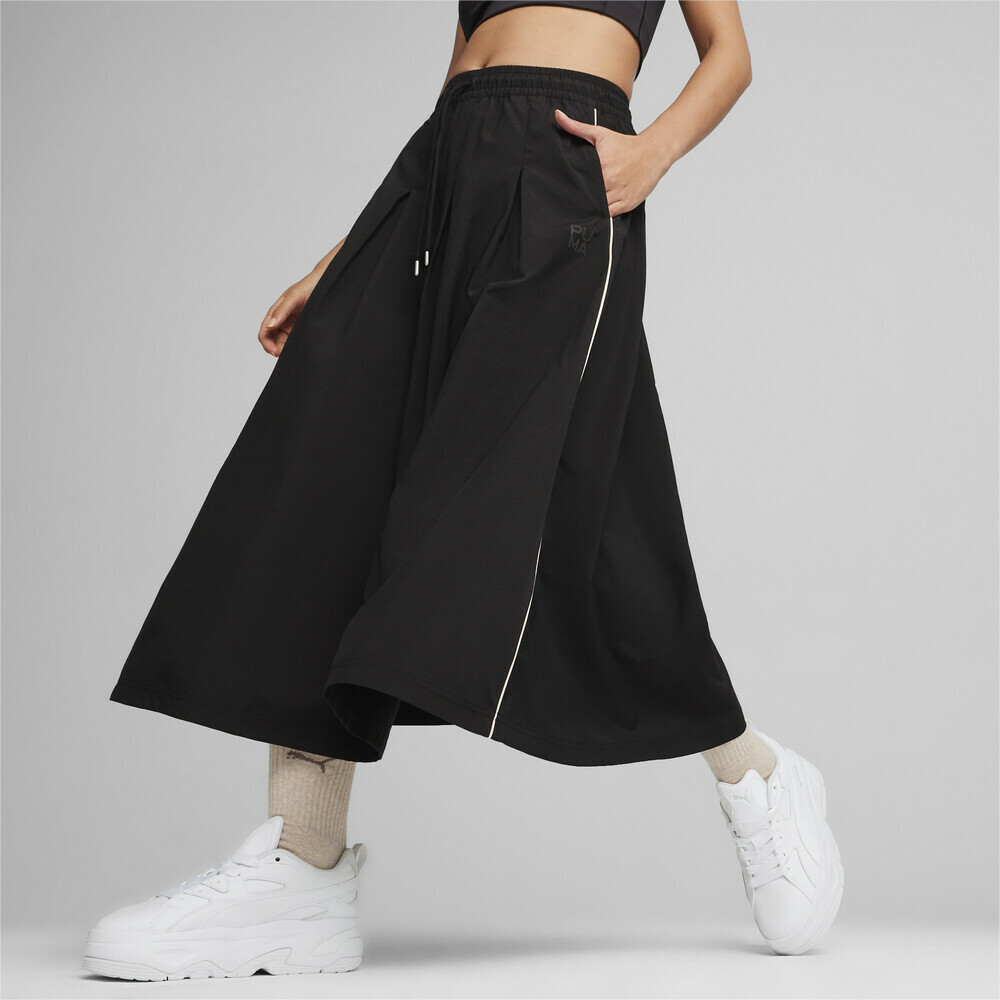 PUMA 長裙 流行系列 INFUSE 黑 水藍 吳卓源 A字裙 女 62431101 62431122
