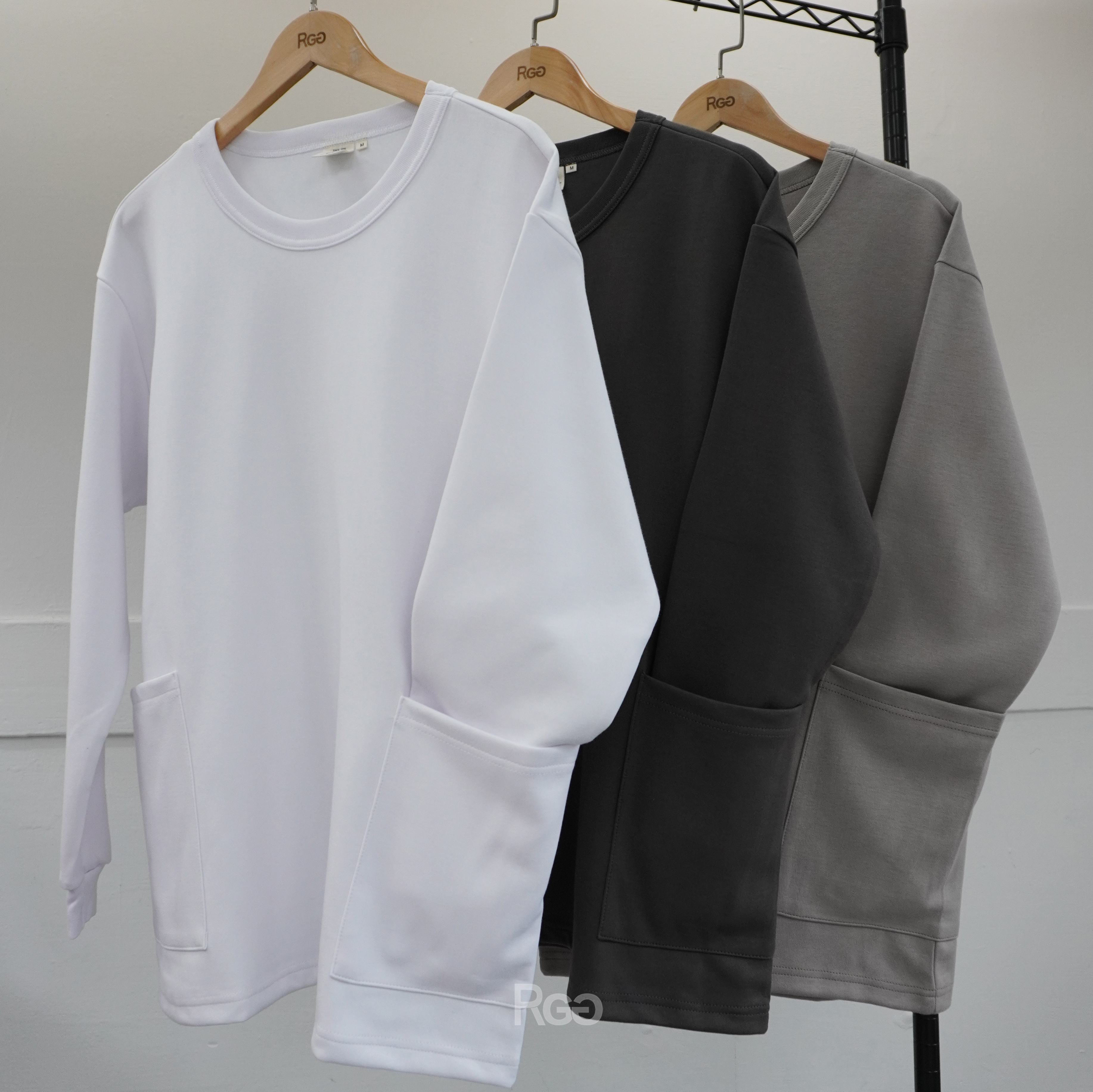 #23213 台灣製太空棉落肩側雙口袋長T