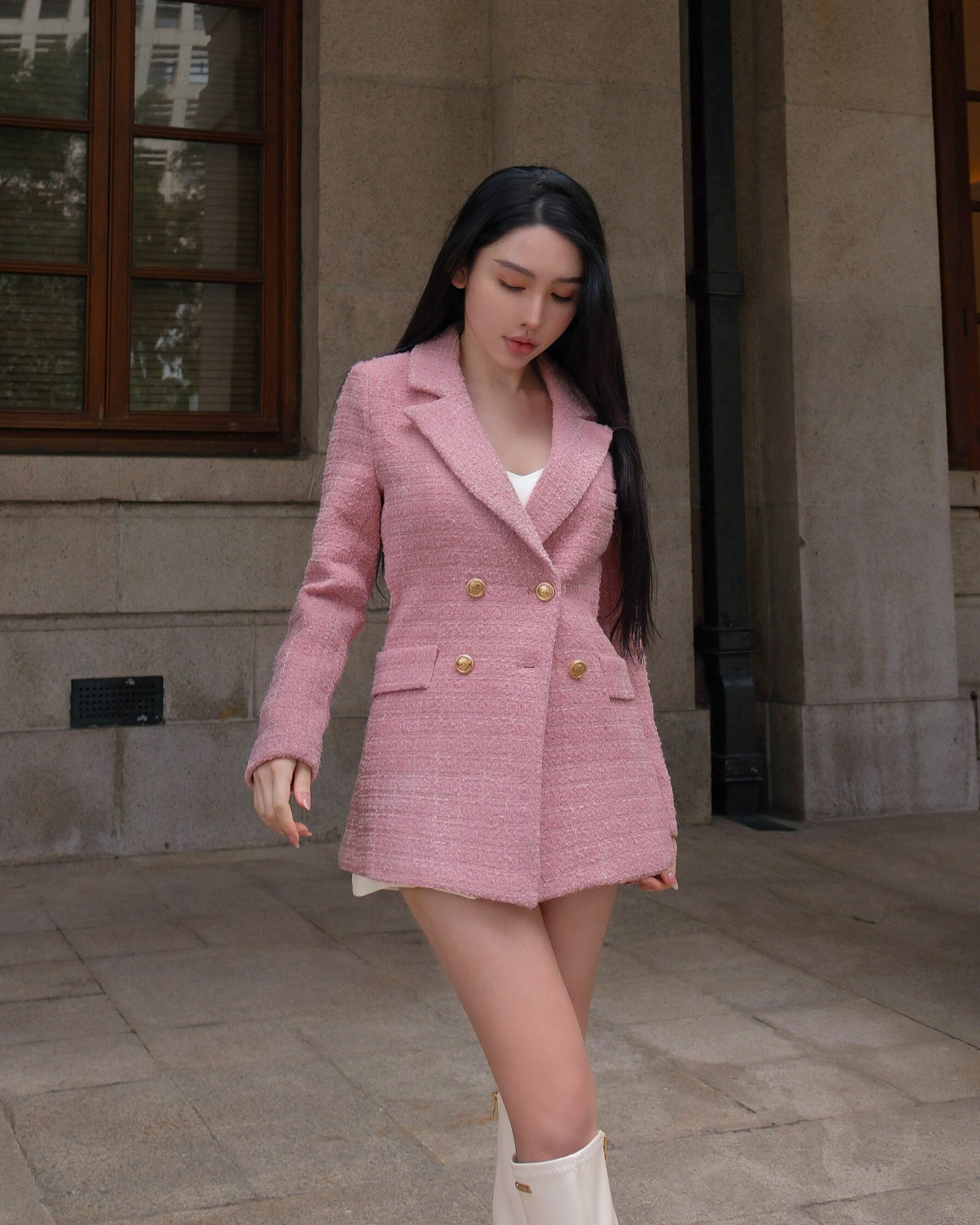 訂製-經典小香金釦修身西裝外套