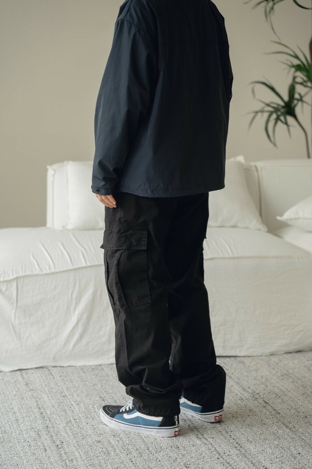 基礎水洗做舊工裝長褲