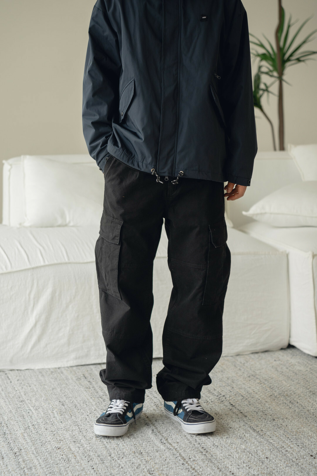 基礎水洗做舊工裝長褲