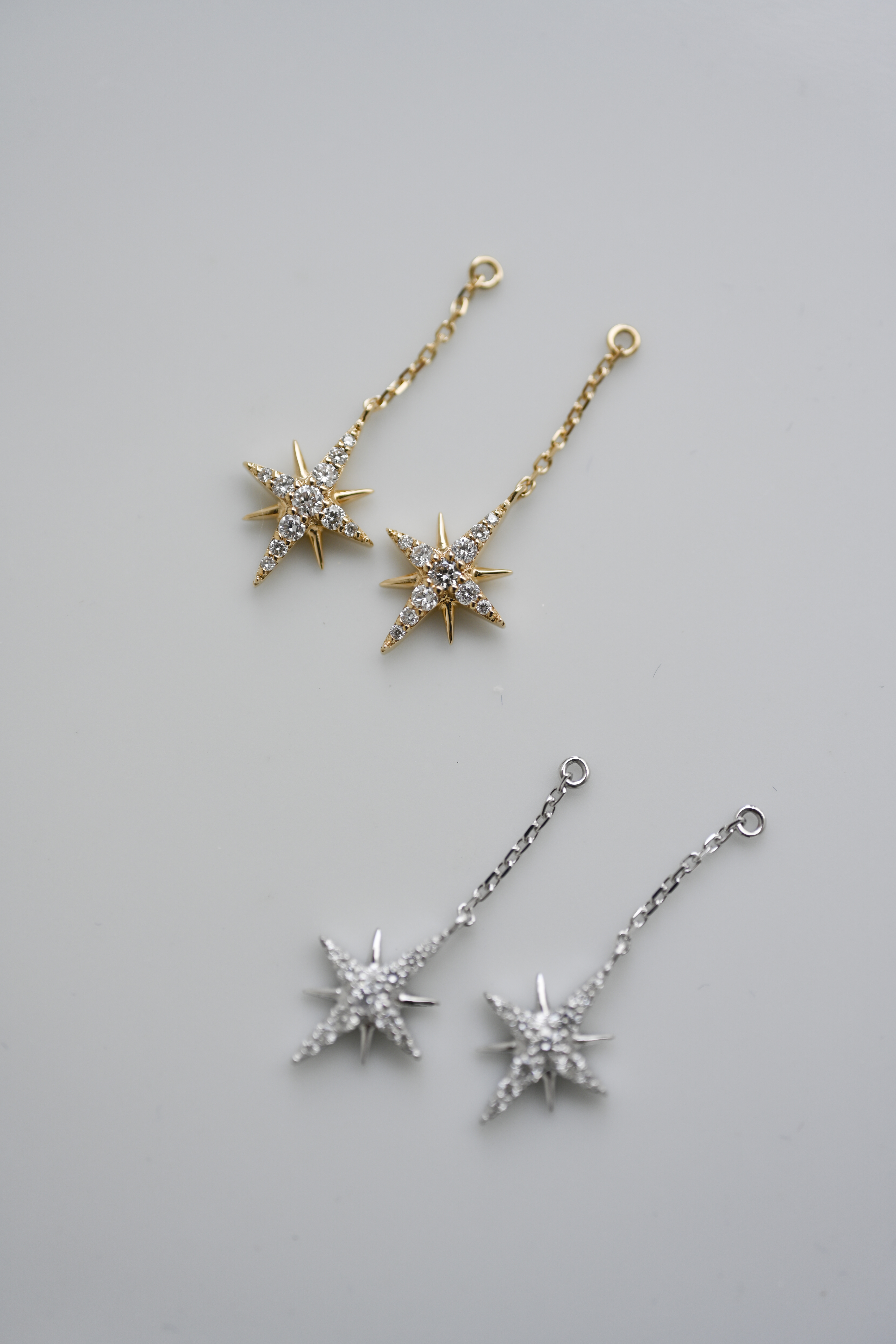 18K Long Chain Starlight Diamond Earring Jacket