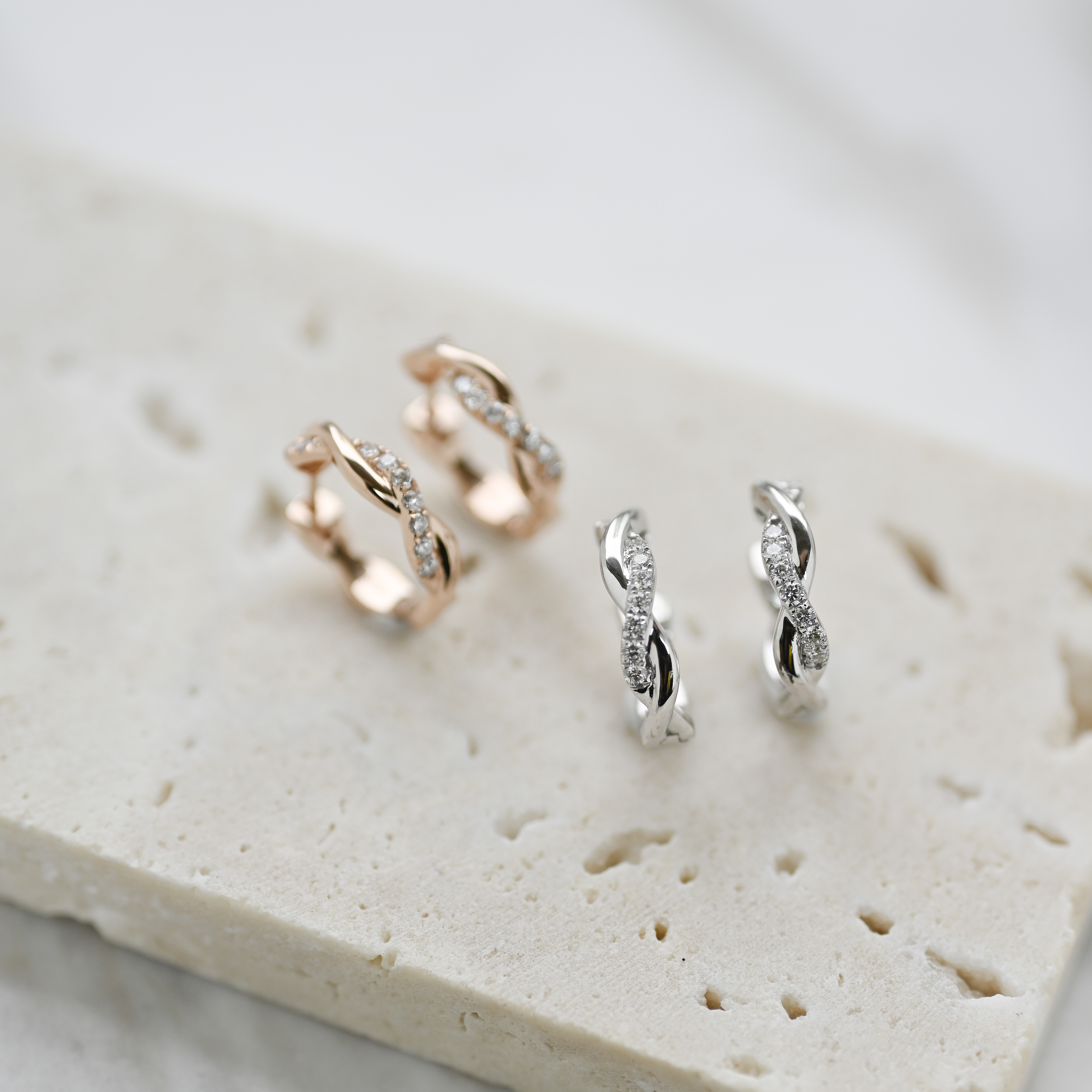 18K Twistie Diamond Earring Hoop