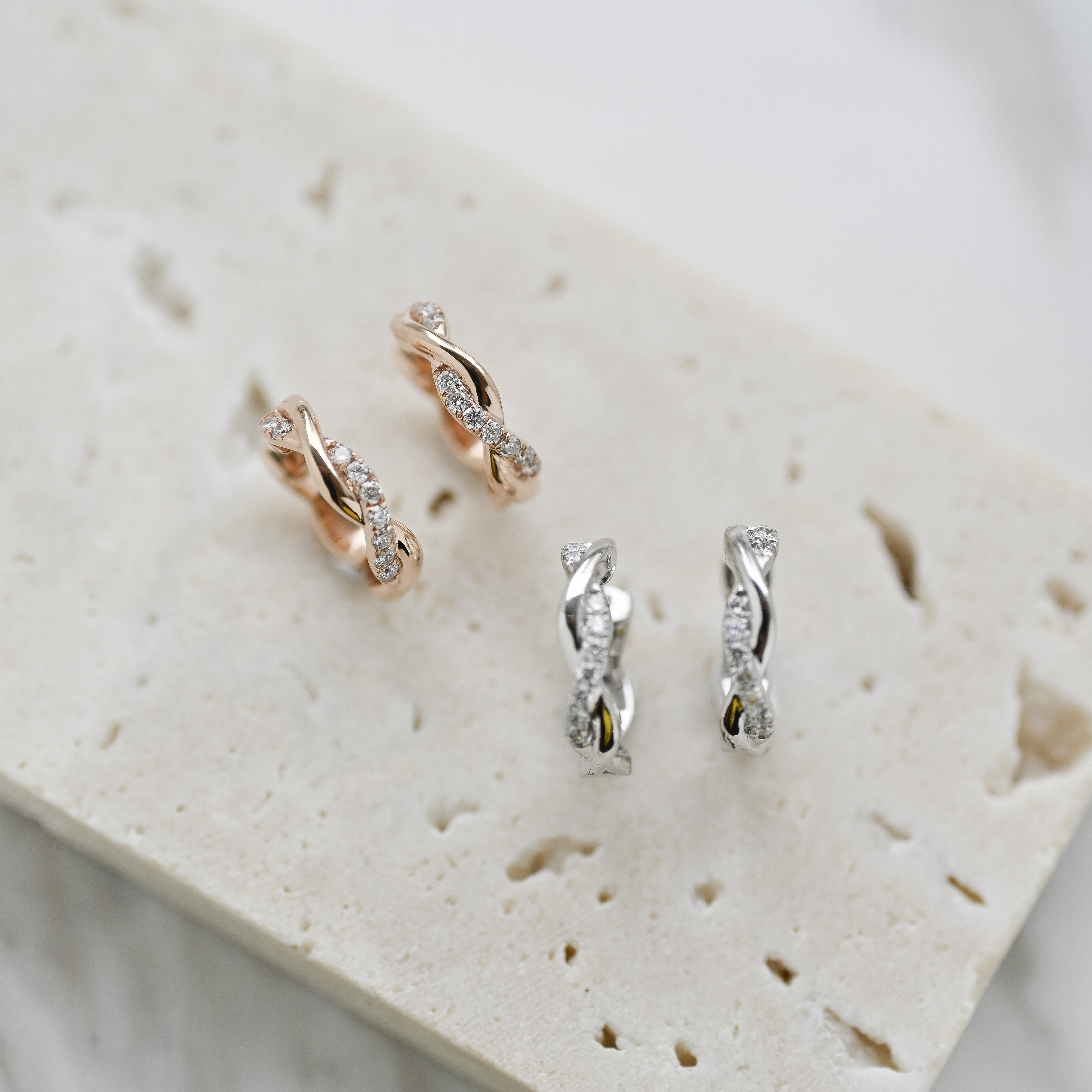 18K Twistie Diamond Earring Hoop