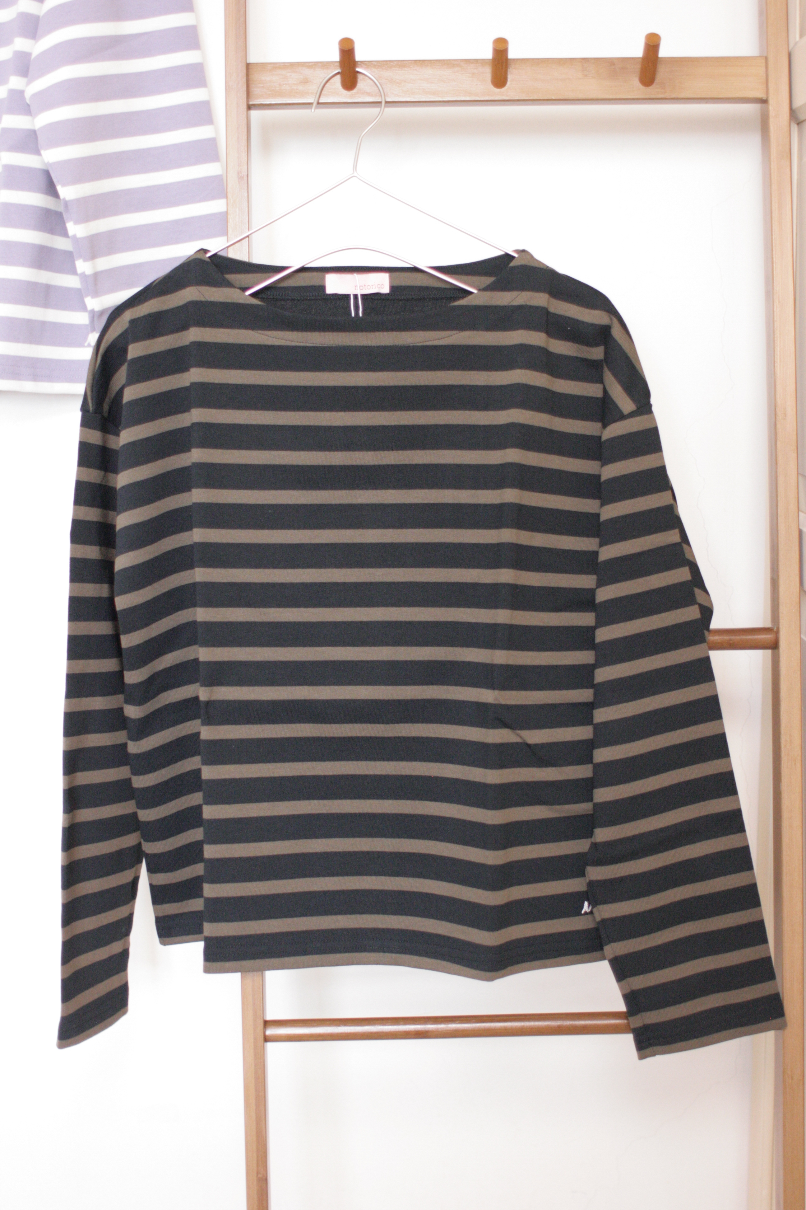 【日本製】經典橫間船領純棉上衣 (兩色入)