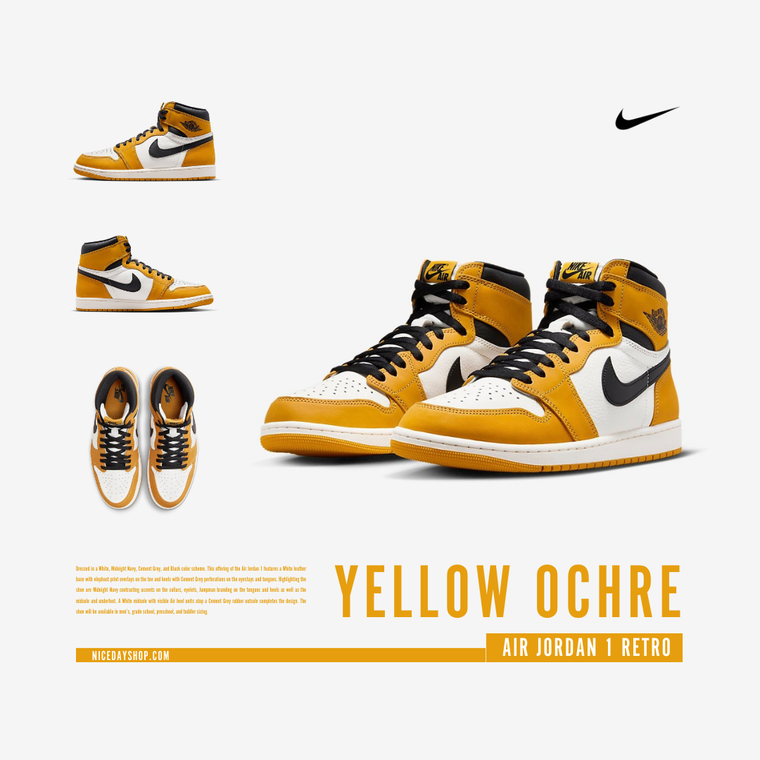 NICEDAY 現貨Air Jordan 1 High OG Yellow Ochre 黑黃腳趾DZ5485