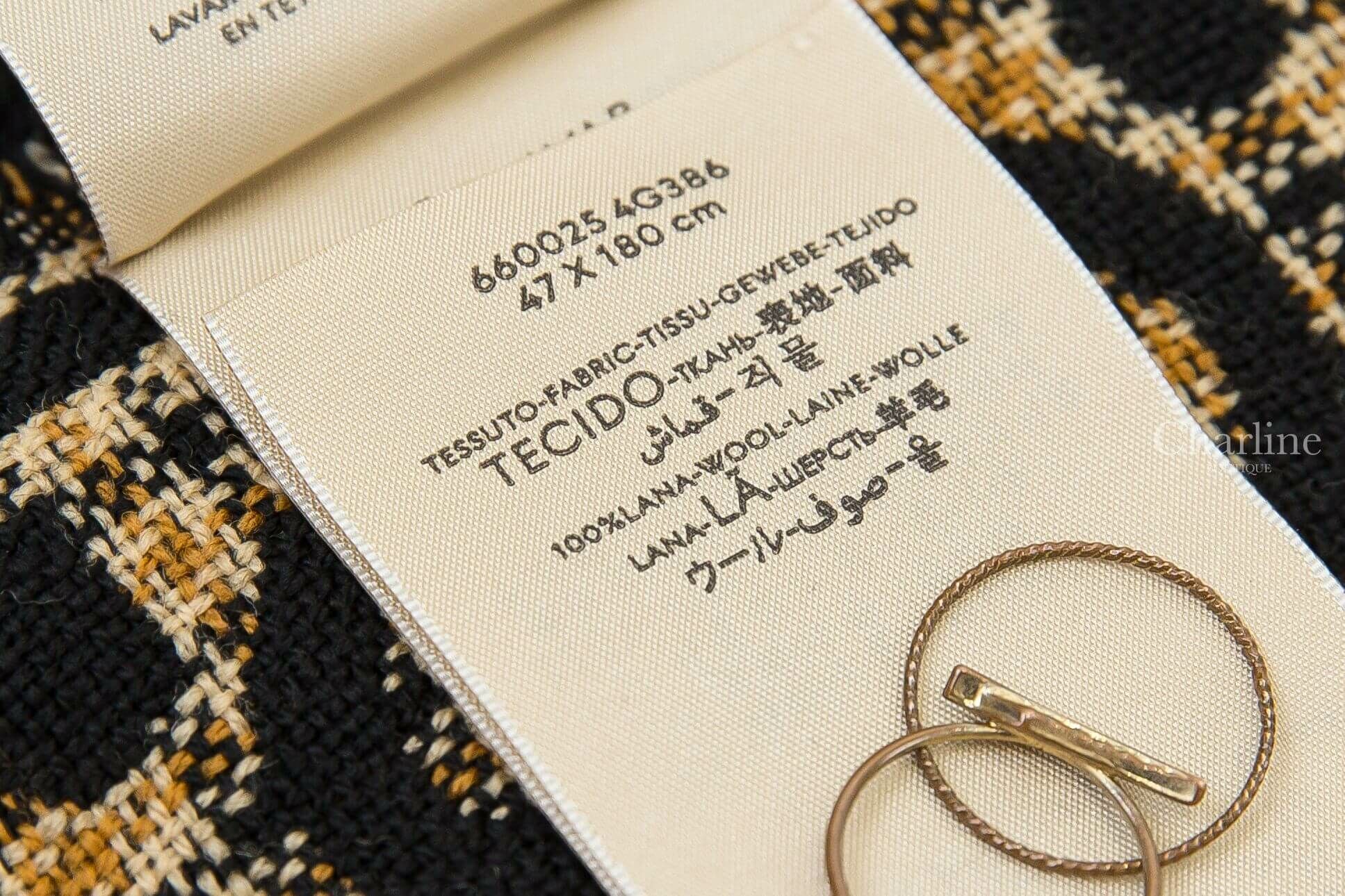 Gucci Check GG Wool Scarf 黑/淺褐色格紋拼色GG Logo羊毛流蘇圍巾-Charline Boutique 精品代購
