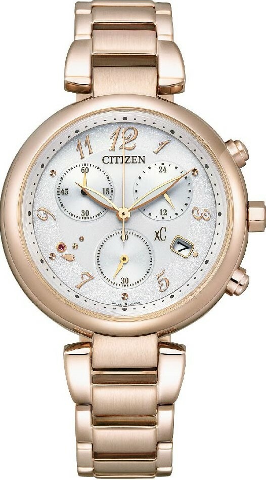 萬年鐘錶 - Citizen 星辰錶  XC   櫻花粉紅金三眼光動能女錶  FB1456-65B  錶徑35MM