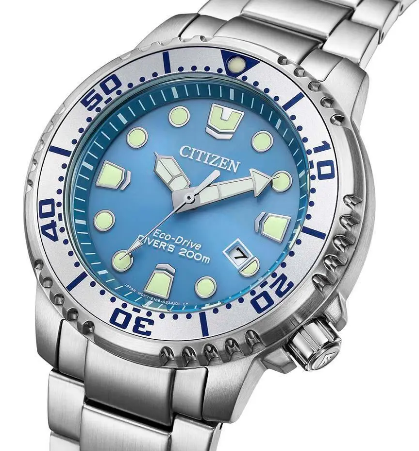 萬年鐘錶 - Citizen 星辰錶   冰川藍光動能潛水男錶  BN0165-55L  錶徑44MM