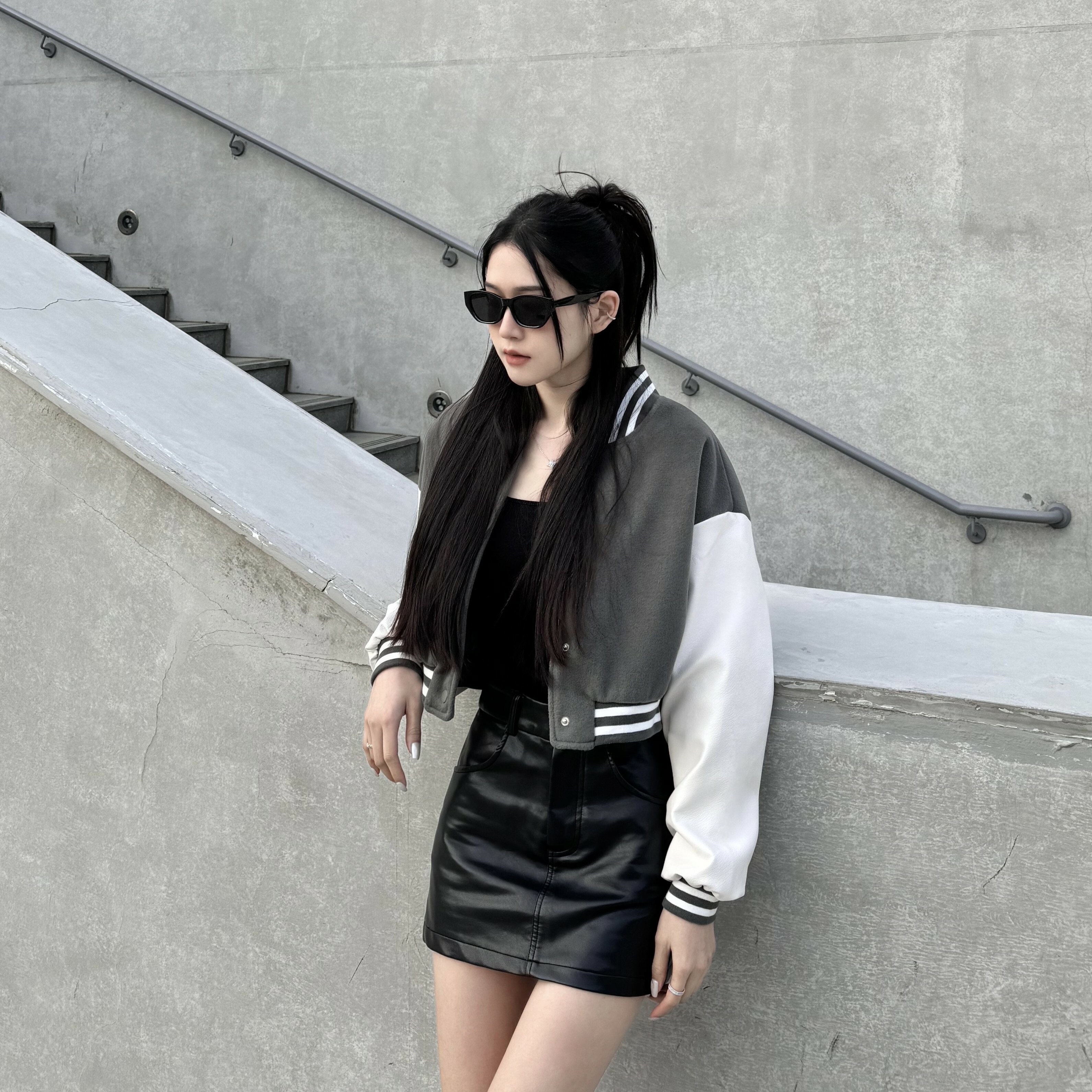 𝐂𝐡𝐢𝐞𝐬𝐭𝐮𝐝𝐢𝐨訂製·皮標鋪棉棒球外套/灰綠色