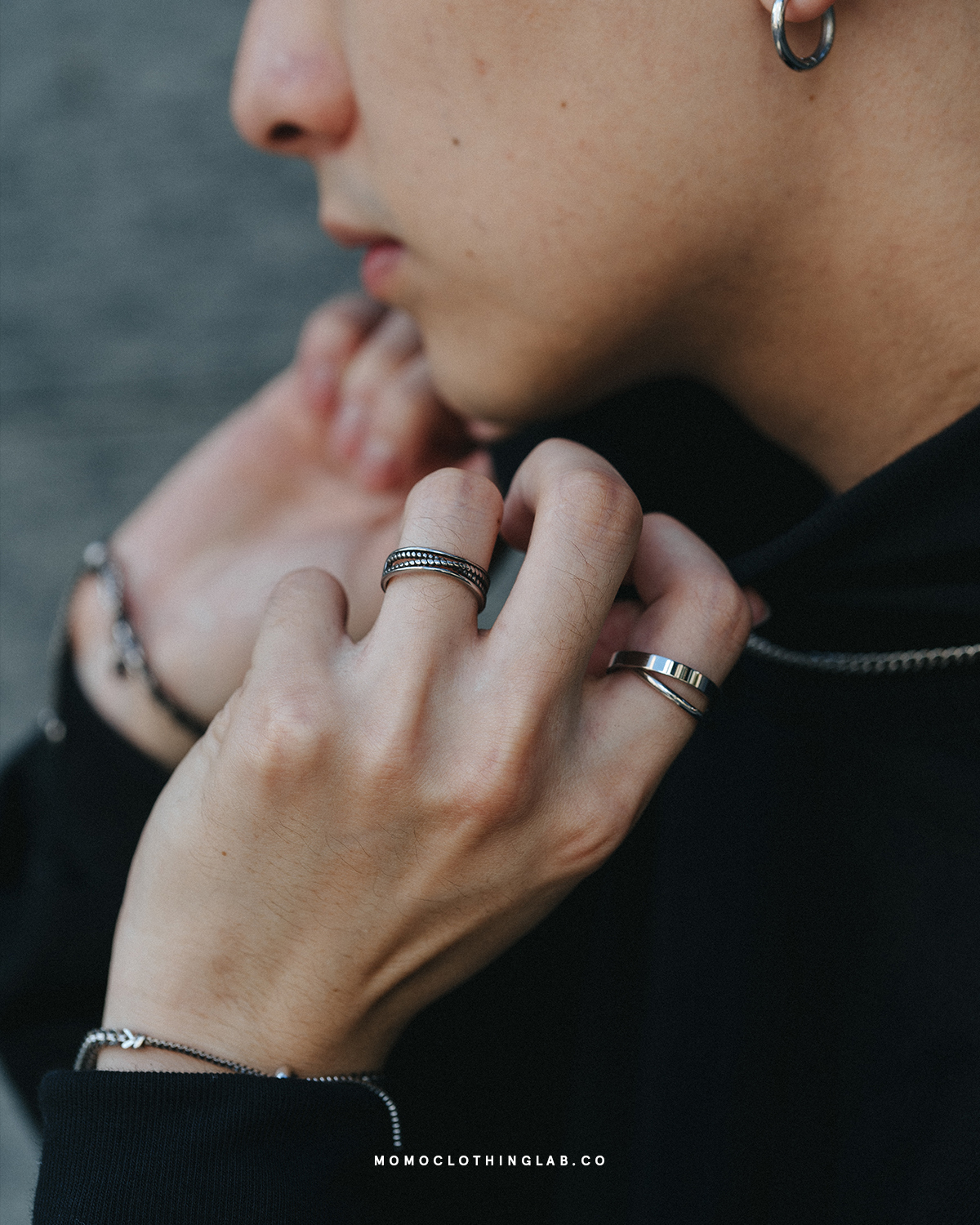 #現貨 (ACCR108) 正韓鋼戒 做舊交叉開口戒