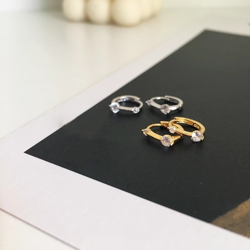 D一字鋯石鑽耳釦釘