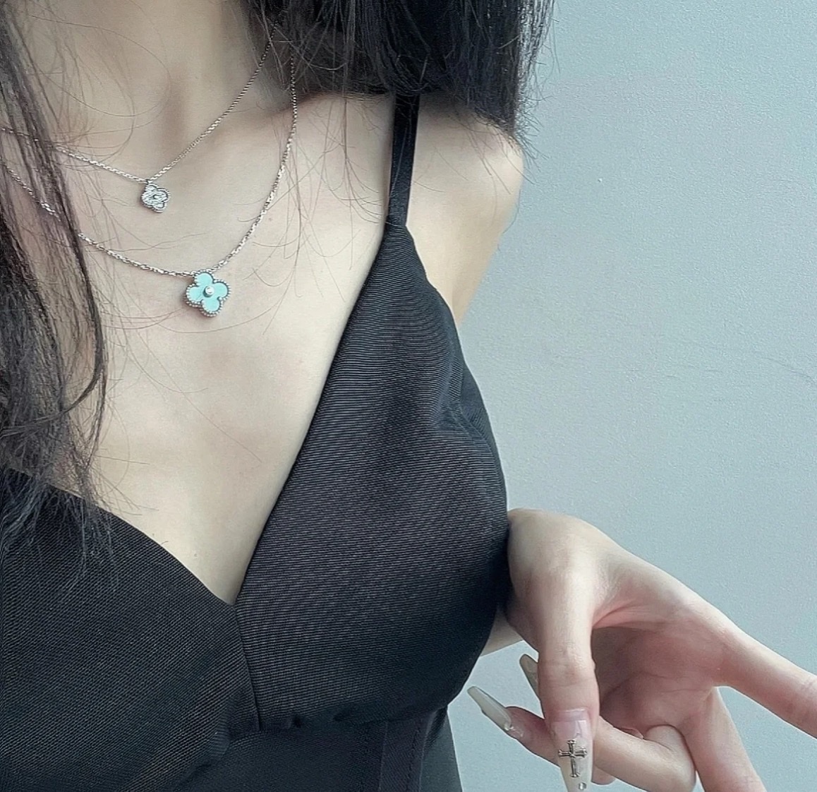 18k 薄荷綠瑪瑙四葉草高奢定製項鍊