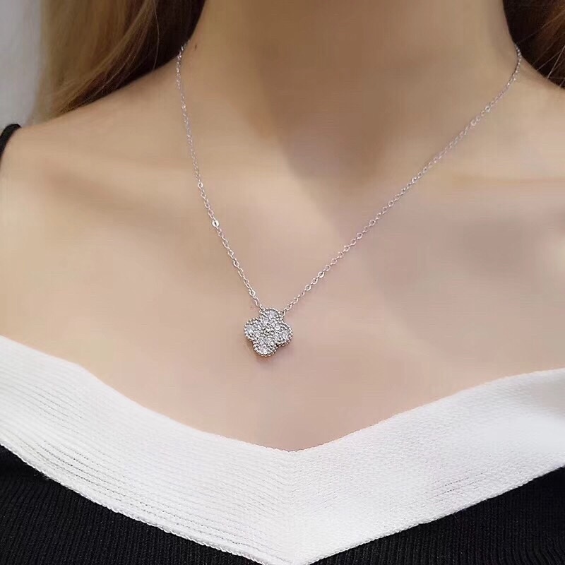 18k 滿天星CNC激光鑽四葉草高奢定製項鍊