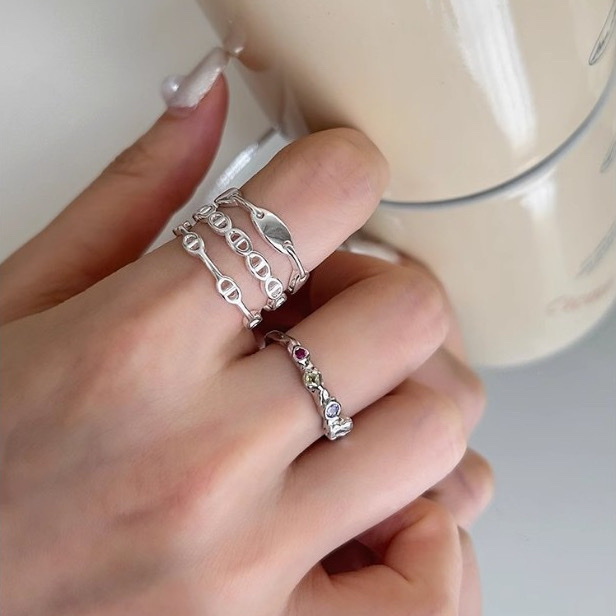 銀低奢小豬鼻三層寬戒