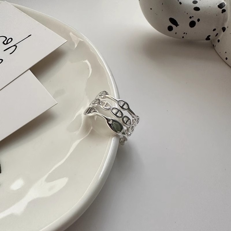 銀低奢小豬鼻三層寬戒