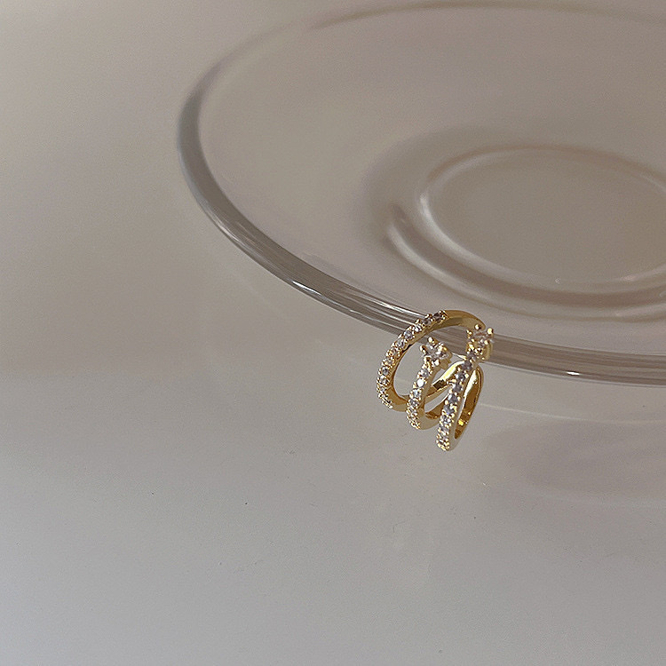 白金鑽星星三層耳骨夾