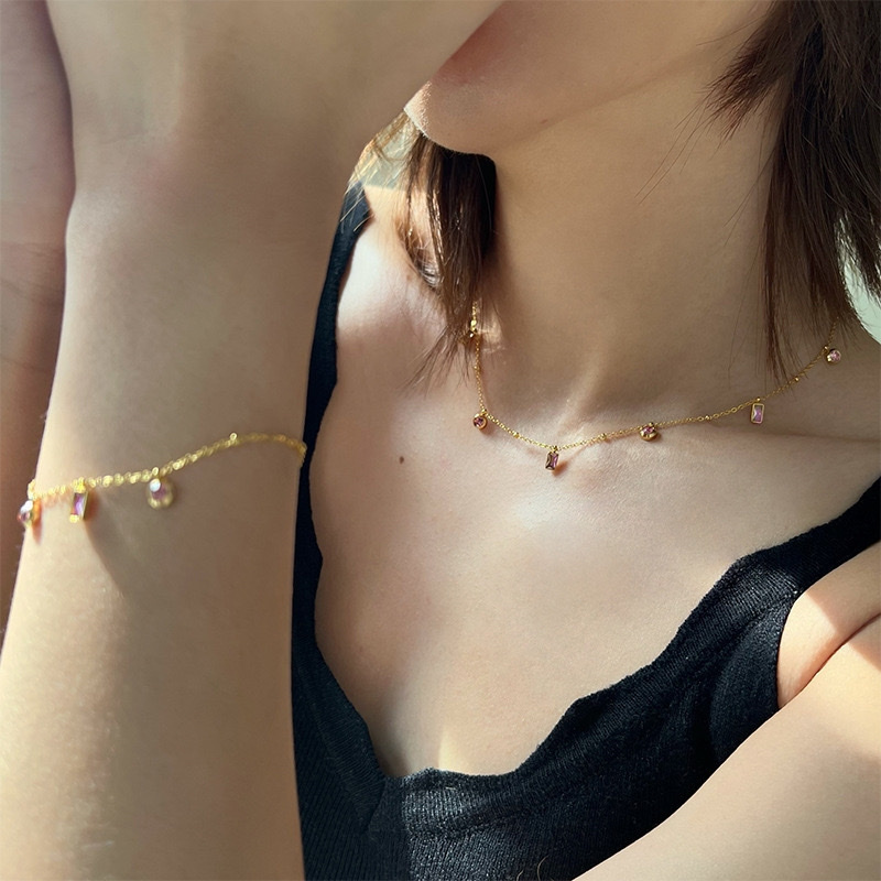 粉鑽流蘇一體項鍊/手鍊