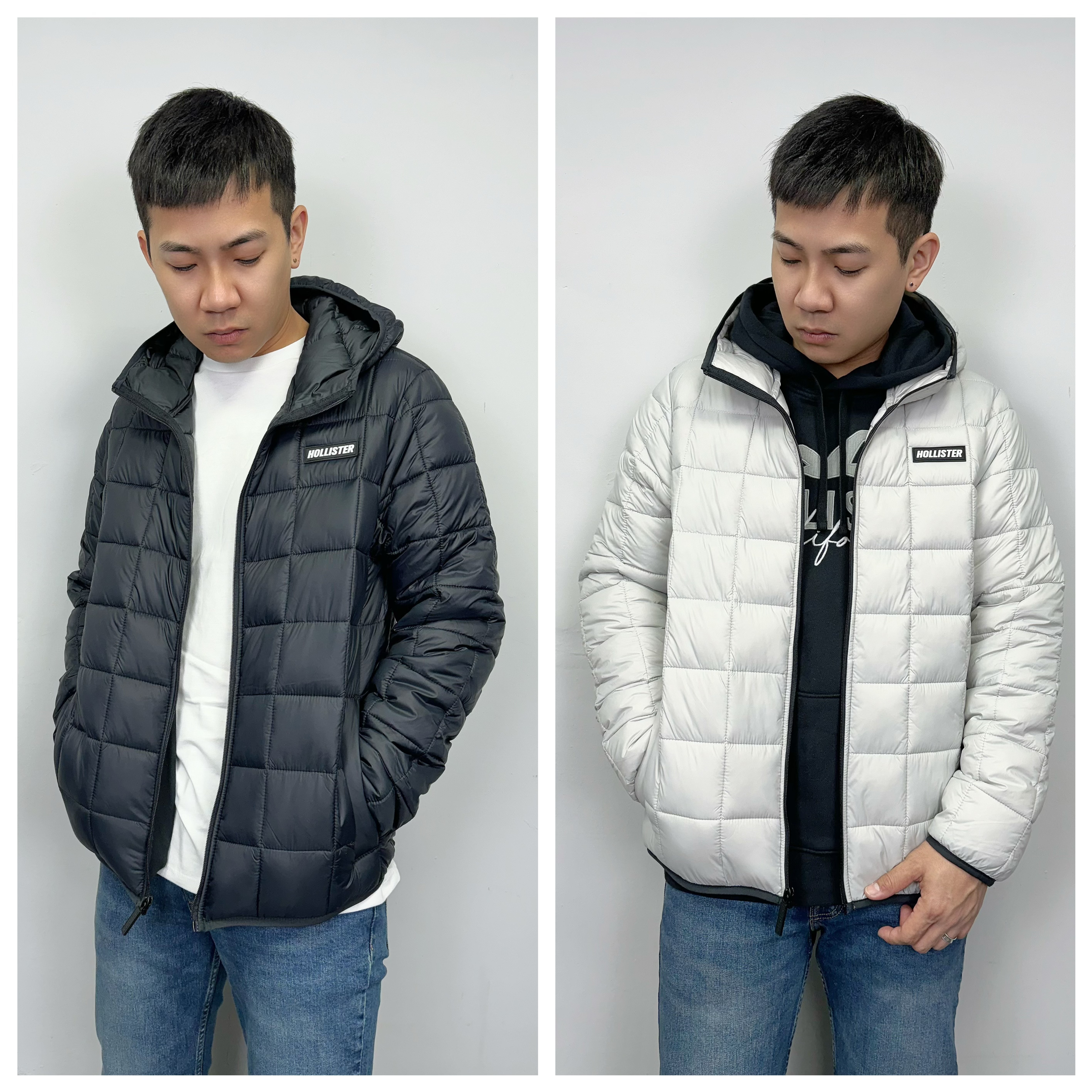 Hollister 海鷗 側邊方塊字母 鋪棉 防風 連帽外套