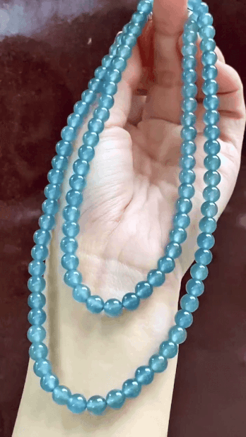 125541 翡翠高冰藍珠串項鏈 (6.2mm直徑)