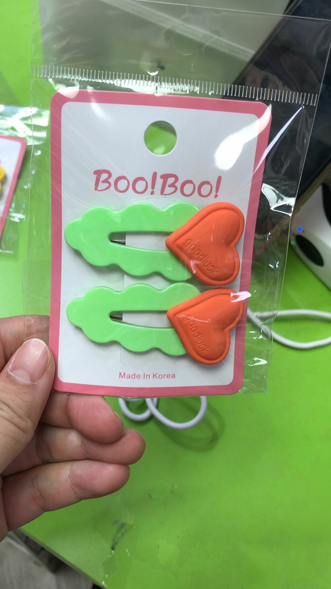 韓國 Boo!Boo! 橙色心心髮夾