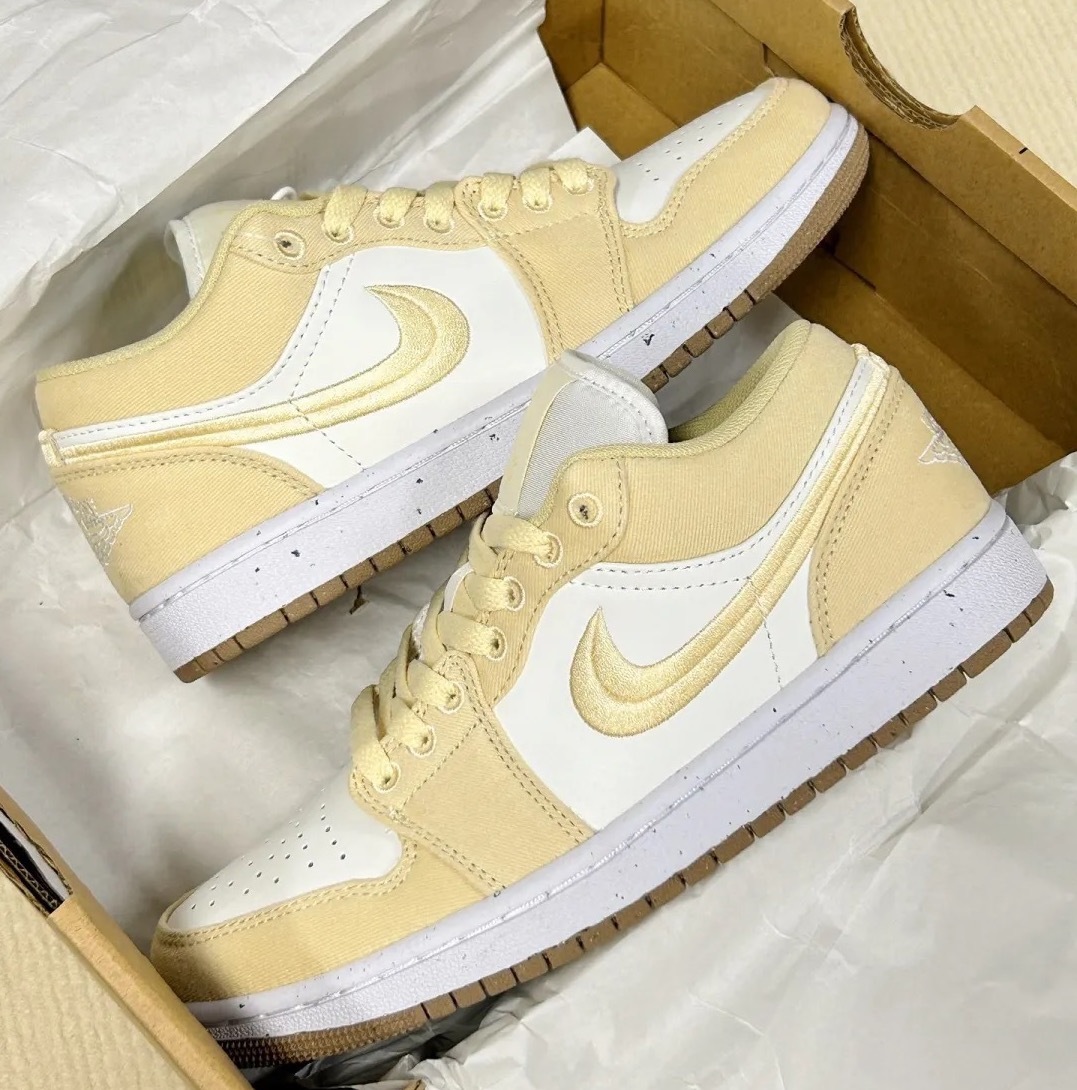 NIKE AIR JORDAN 1 CANVAS AJ1 小雞黃奶油黃檸檬黃女鞋FN3722-701