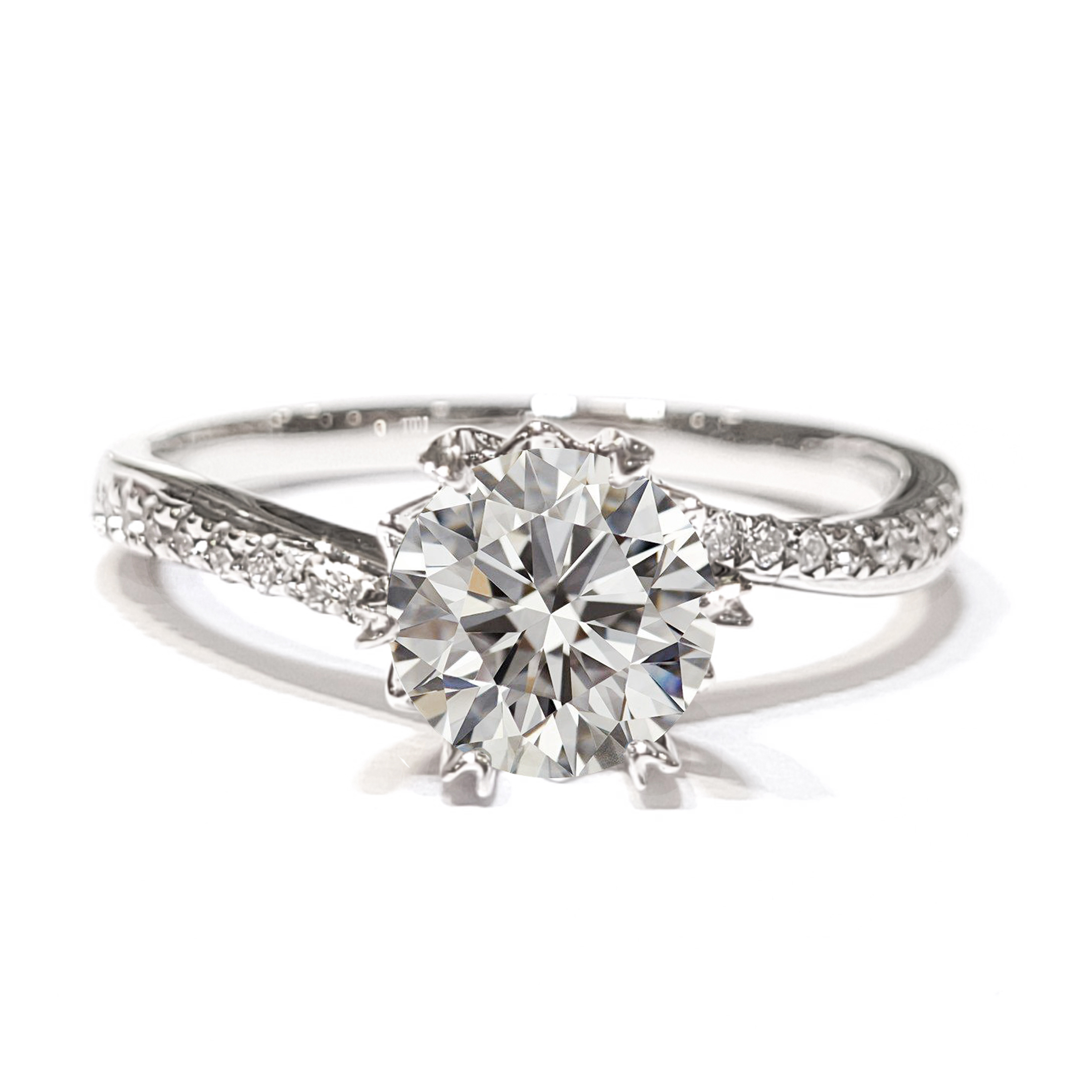 18K白金天然鑽石戒指托