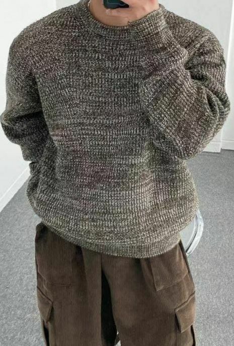 混色圓領針織衫 T5324