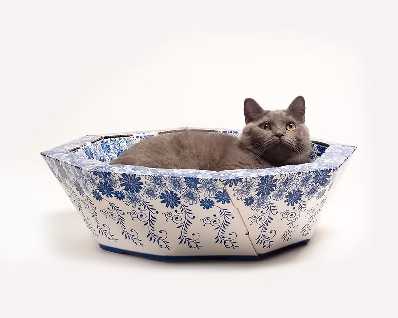 Hulumao 青花瓷紙製貓家具貓床 (內附抓板)