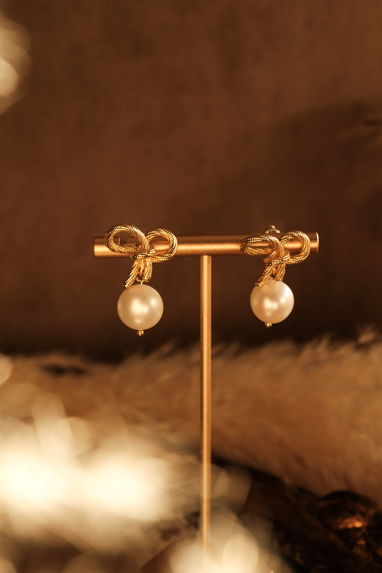 黃銅飾品,黃銅,氣質,耳環,蝴蝶結,天然珍珠,珍珠,甜美,18kgp,鍍18k金