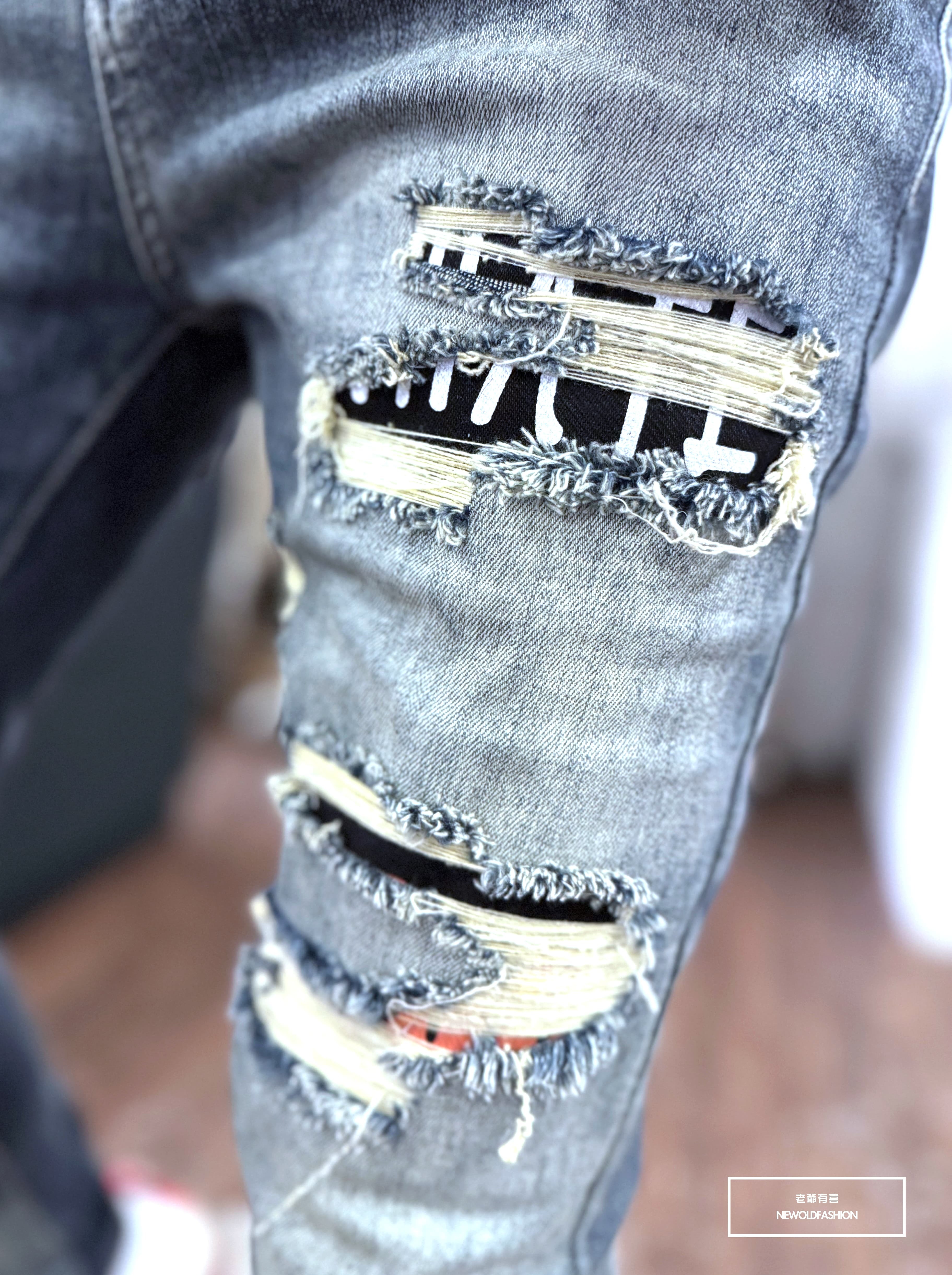 『新品上市』重磅撞色字母豹紋補丁小直筒(NOF24015833)