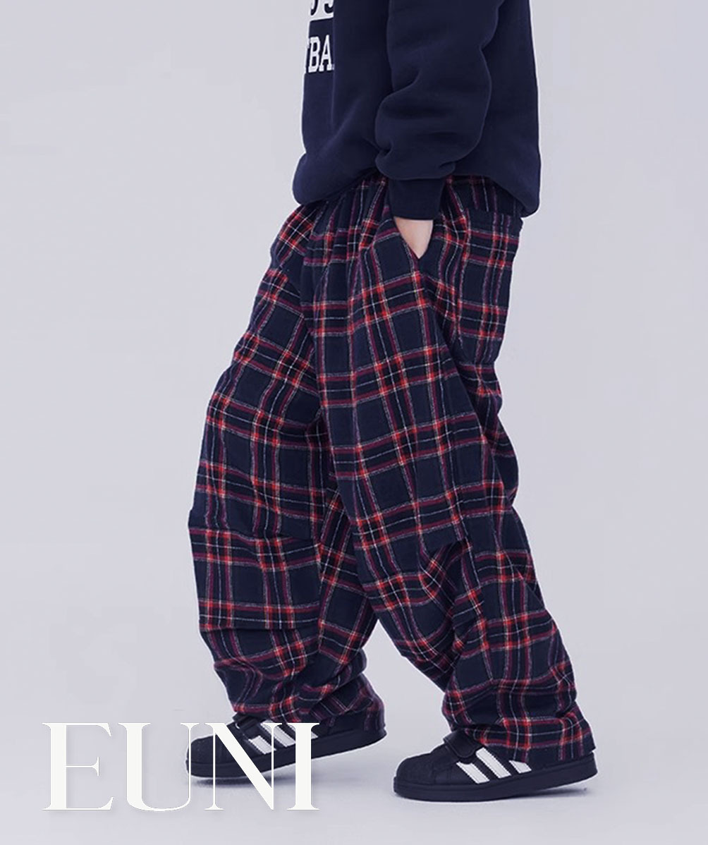 經典蘇格蘭紋寬褲