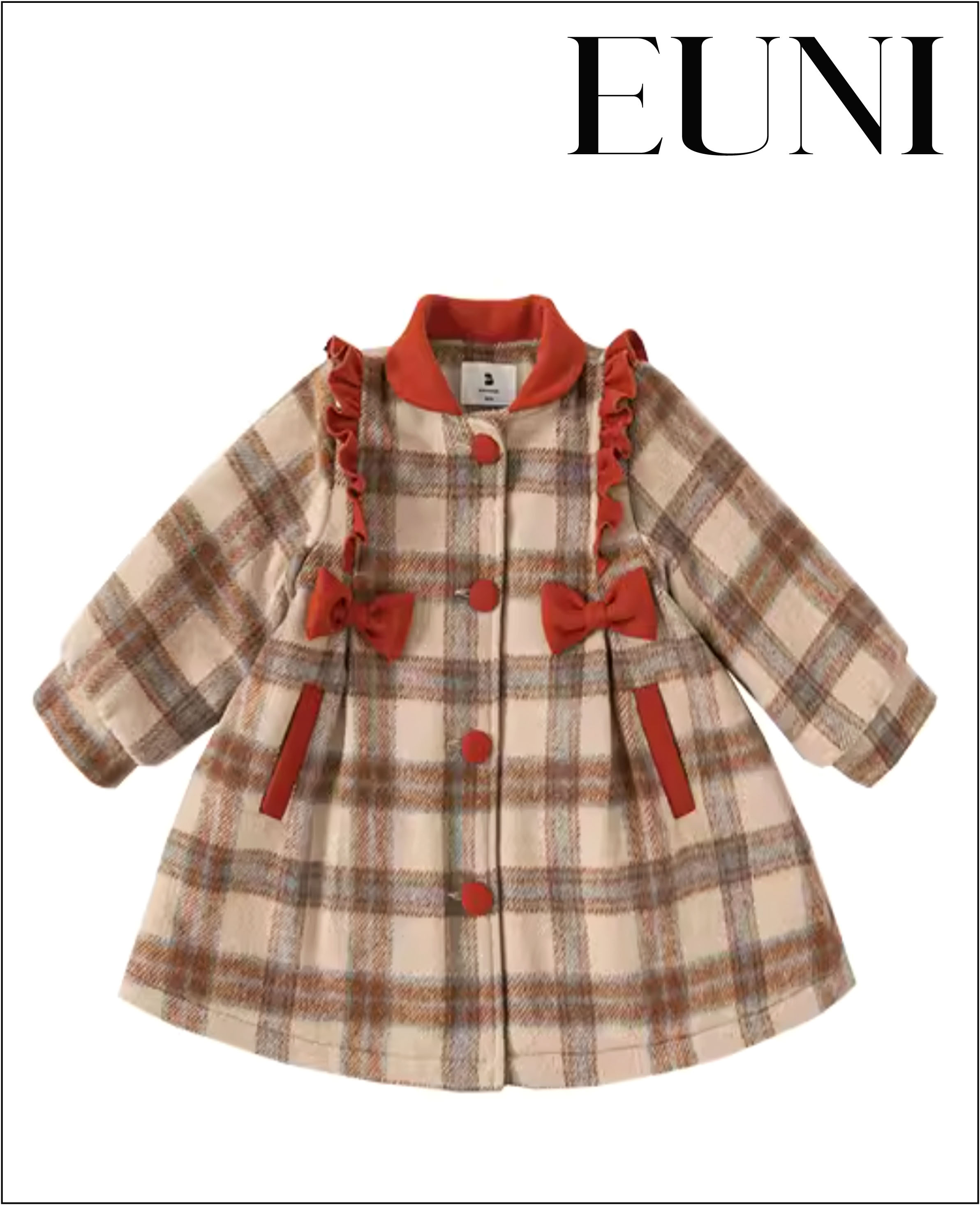 咖啡橘復古格紋大衣