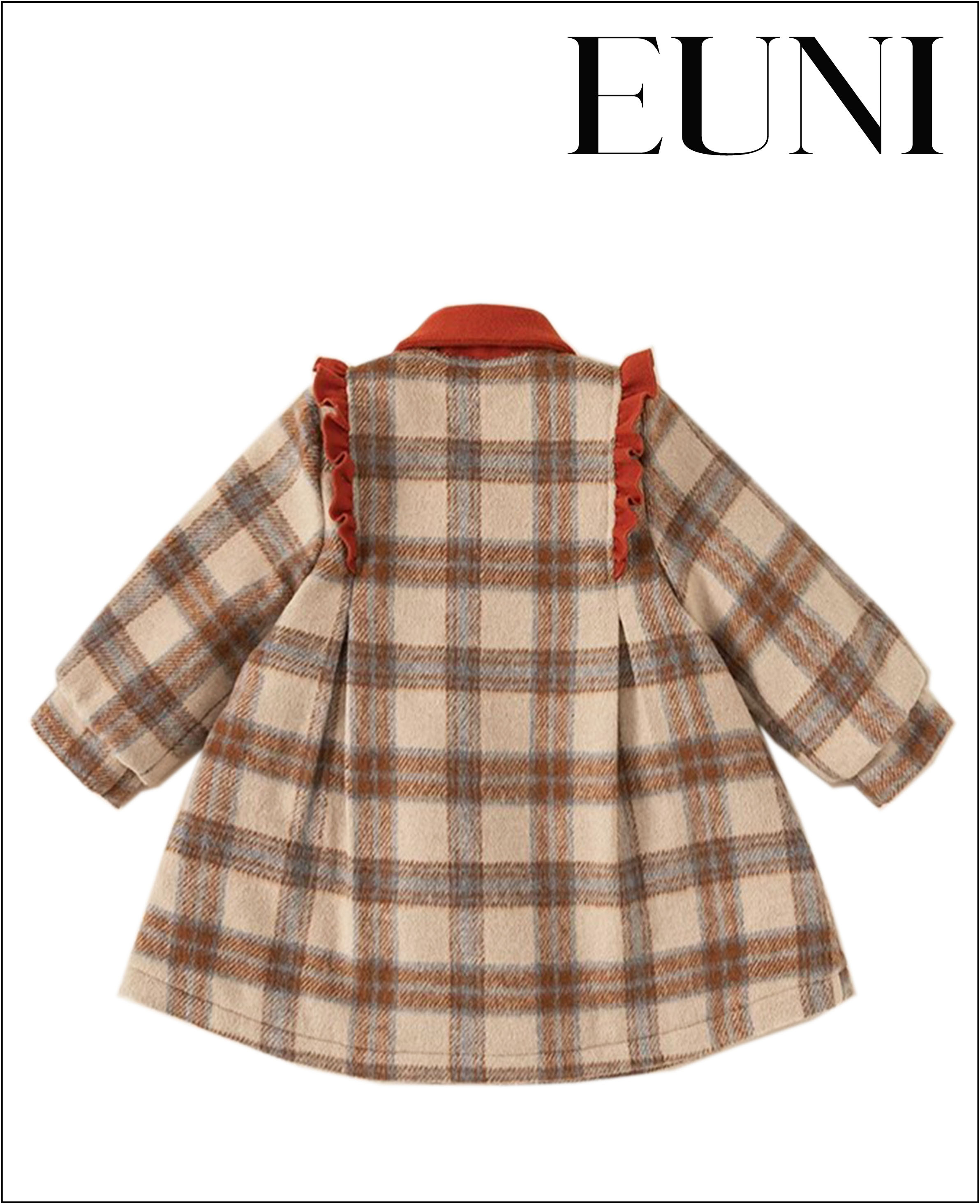 咖啡橘復古格紋大衣